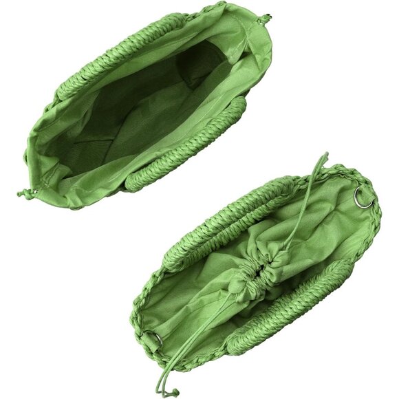 Woven Straw Beach Bag for Womem Top Handle Green Crossbody and Shoulder Strap - Picture 5 of 6